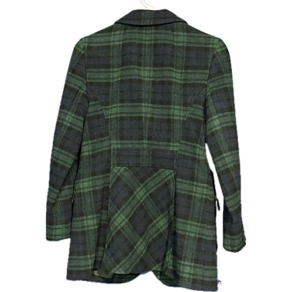 NWOT Women's TALBOTS VELVET-TRIM BLAZER Wool Blend Plaid Check Green Sz 2 Tartan - Picture 2 of 4